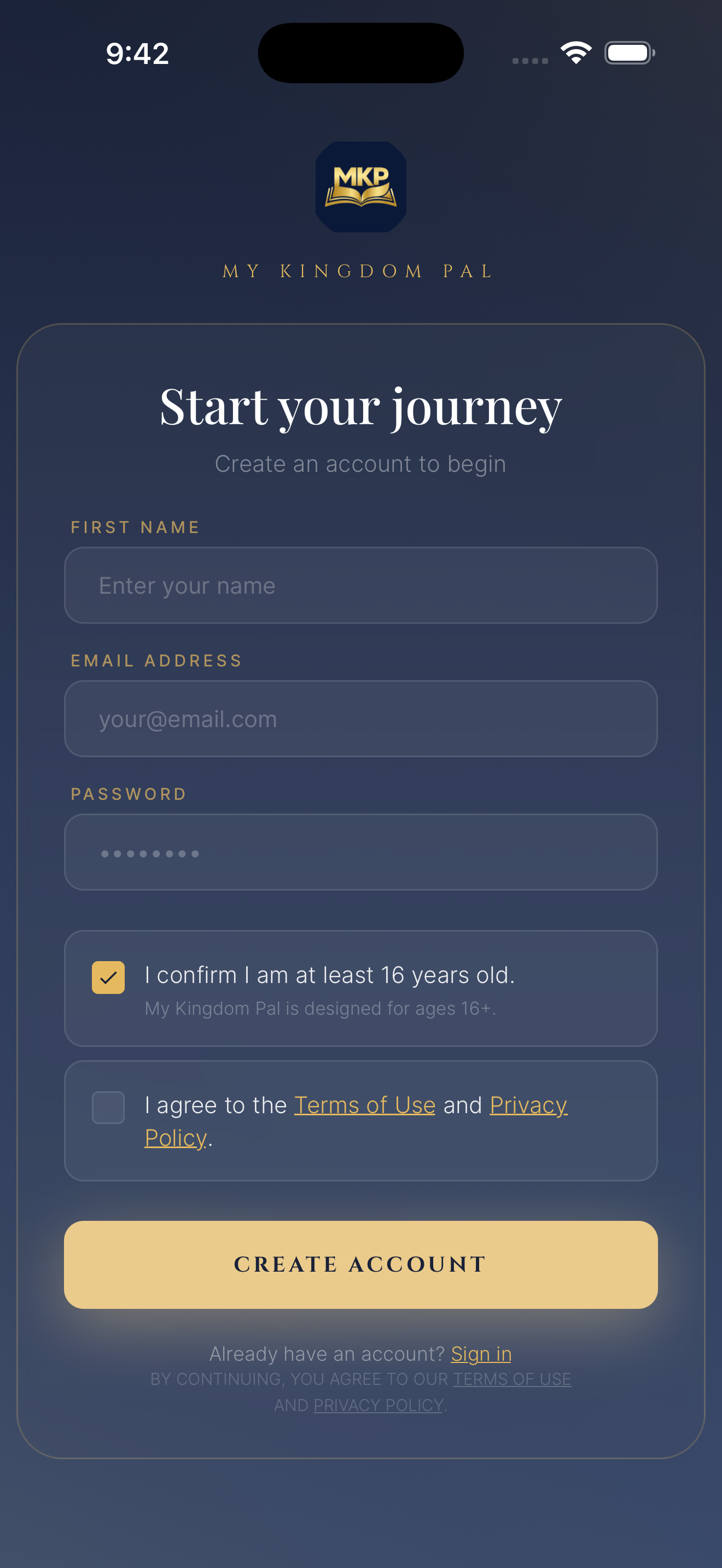 Create your account
