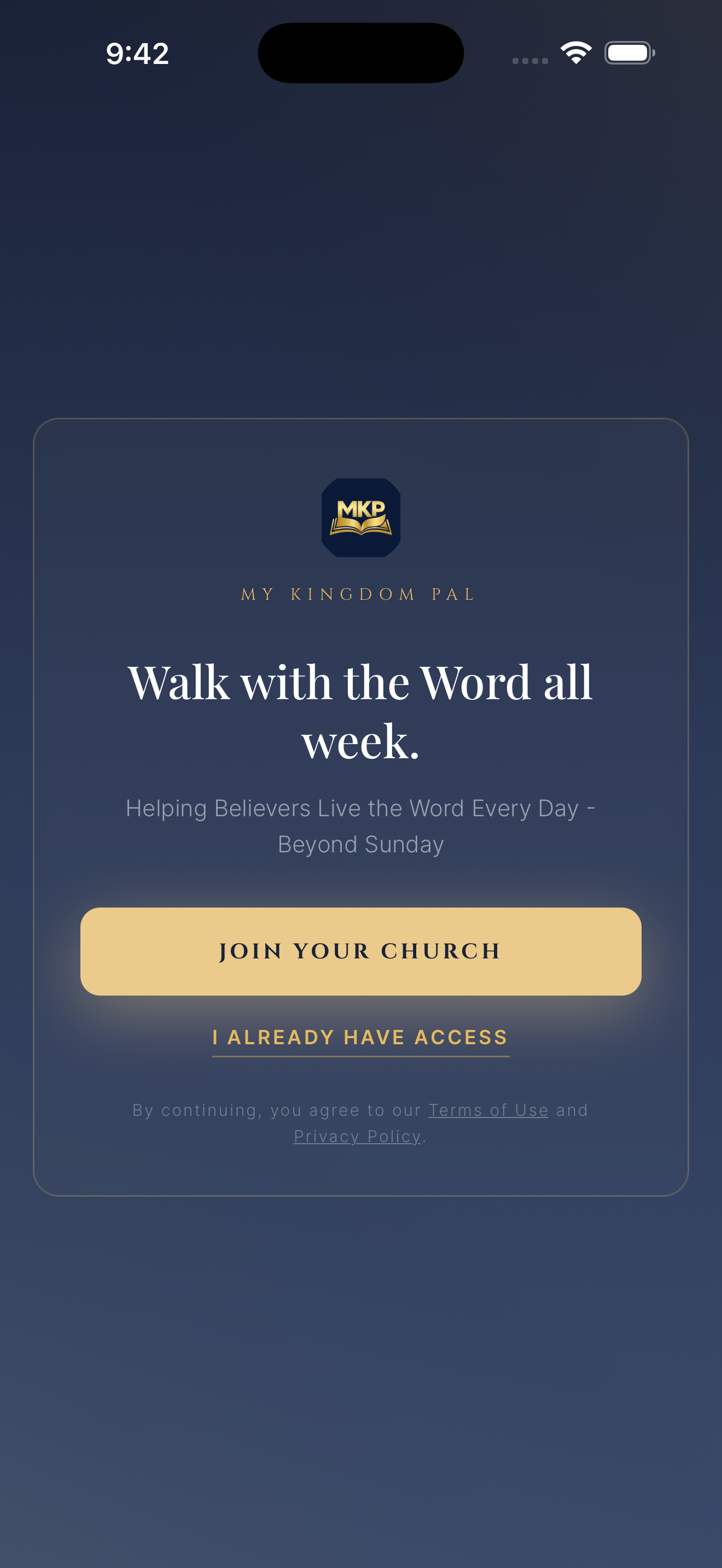 My Kingdom Pal — welcome screen